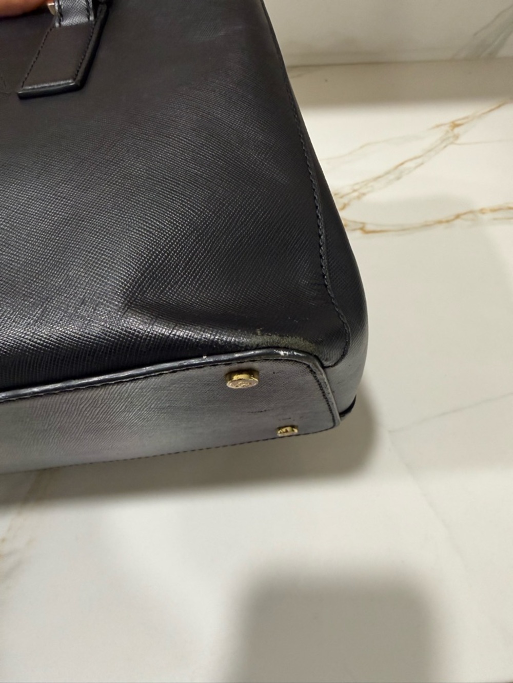 Tory Burch Navy Saffiano Leather Satchel with Gold Hardware - Picture 6 of 8